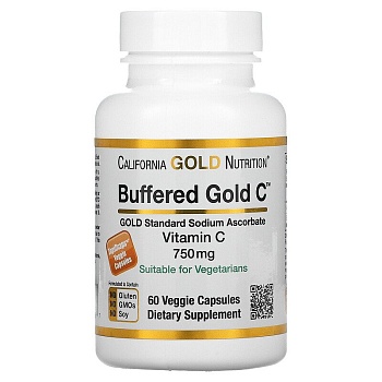 California Gold Nutrition, буферизованный витамин C в капсулах, 750 мг (60 шт)