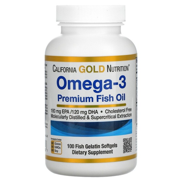 California Gold Nutrition, омега-3, рыбий жир премиального качества (100 шт)